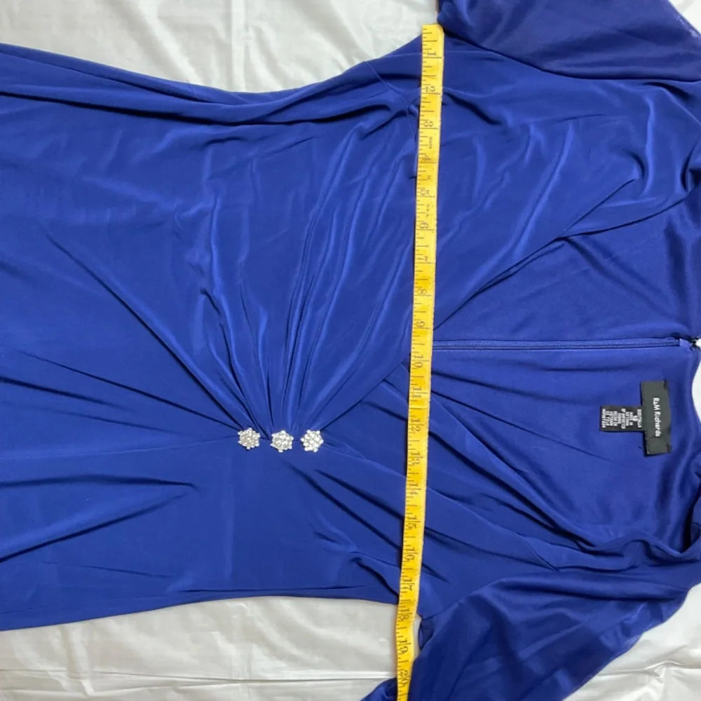 R&M Richards long sleeve blue cocktail formal wedding guest dress size 12 - Picture 6 of 9